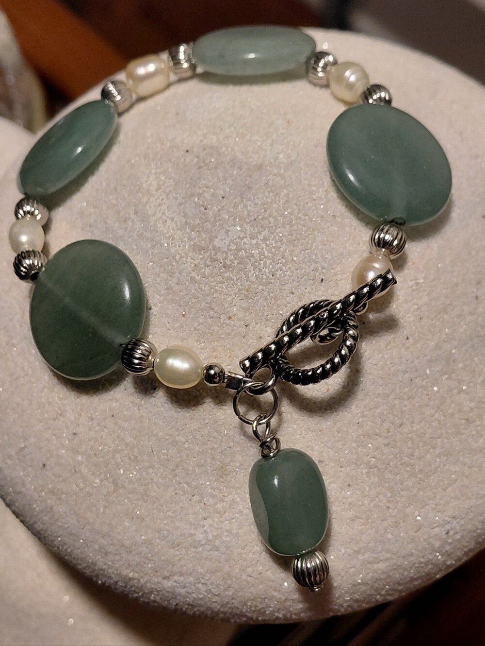 Jade And Potato Pearl Bracelet